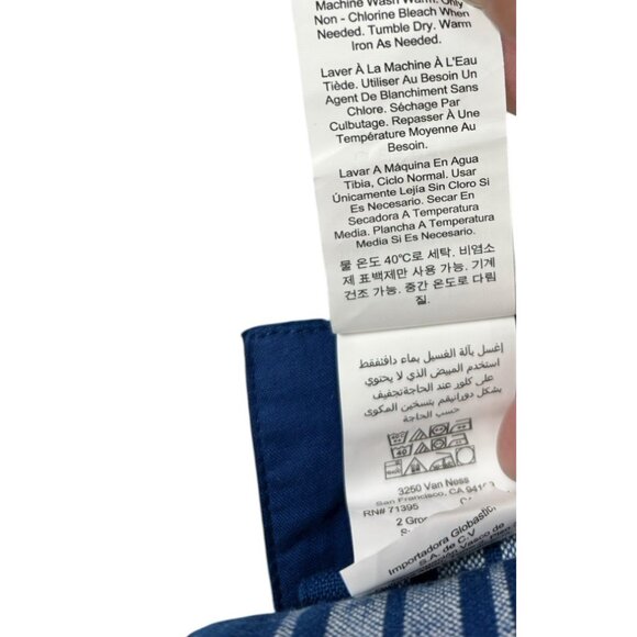 NWT Williams Sonoma Open Kitchen Table Runner Blue 100% Cotton 16" x 108” Stripe - Picture 5 of 6